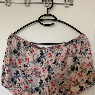 Seiden Pyjama-Hose Blumenmuster, L 