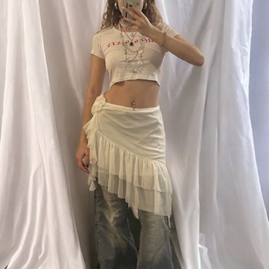 White Ruffle Mini Skirt