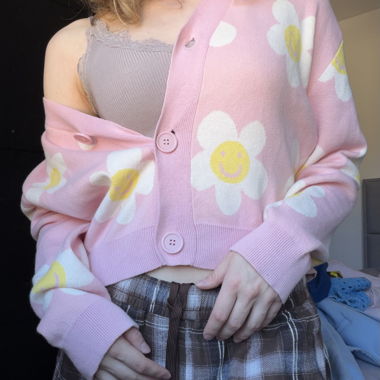 Pink Flower Cardigan