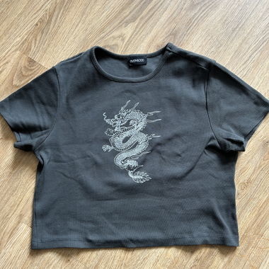 grey cropped dragon top