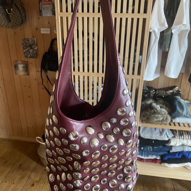 Red Stud Shoulder Bag