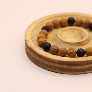 Onyx-Matt Holzstein Armband 