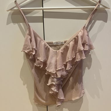 Top arricciato rosa di Stradivarius