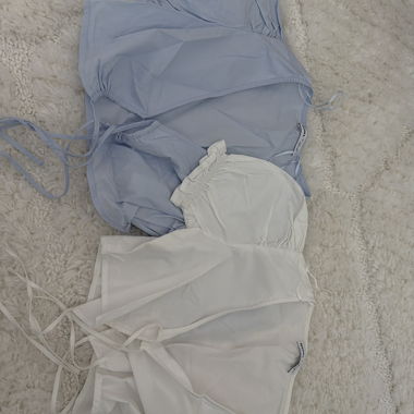 Light blue and white wrap top set