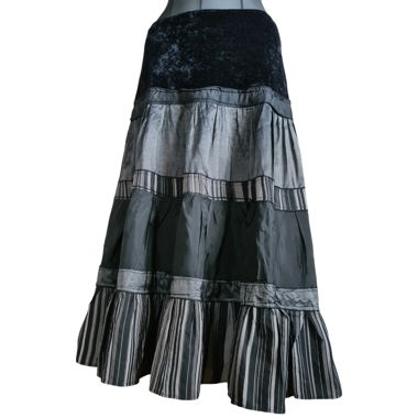 Vintage Maxi Skirt in Velvet/Stripes Camaïeu