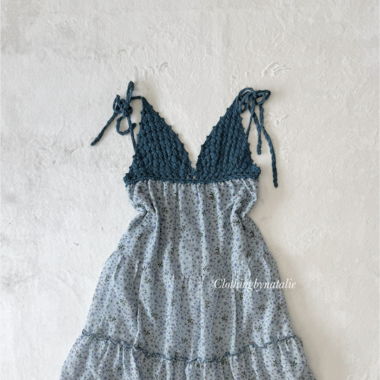 Boho Blue Cotton Maxi Dress (S/M)