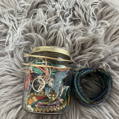 Multi coloured jewellery jar