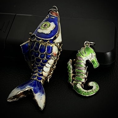 VINTAGE ARTICULATED ENAMEL CHARMS