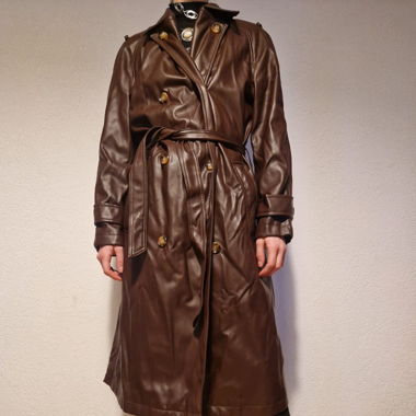 Long Burgundy Faux Leather Jacket