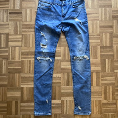 Blue Favela Ripped-Effect Jeans
