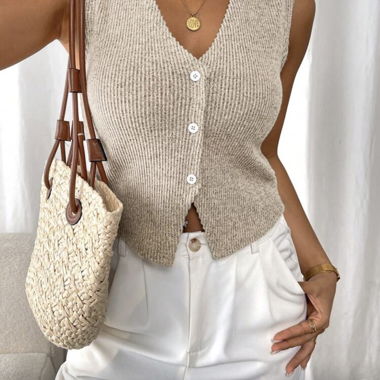 Gilet en maille beige