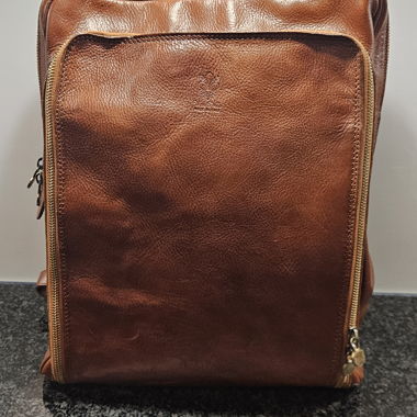 Sac à dos en cuir brun