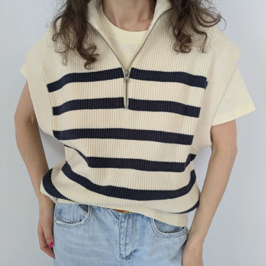 Gilet in maglia a righe Zara taglia M