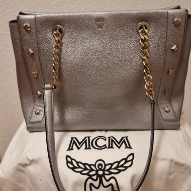 Borsa a spalla MCM argento con catena