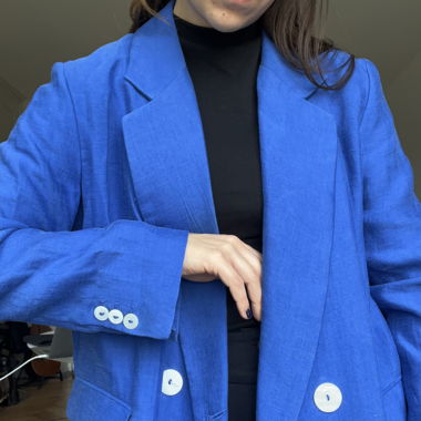 linen blazer blue