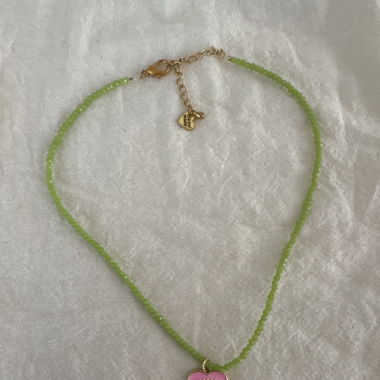 Handmade pink heart choker