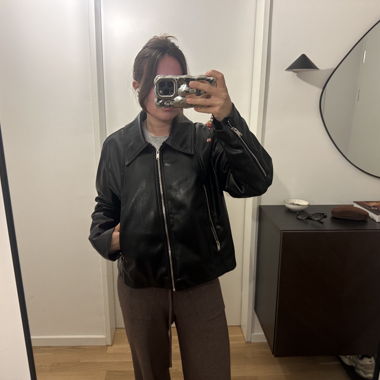 Giacca in ecopelle Zara nera look oversize L