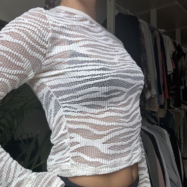 White zebra see through top