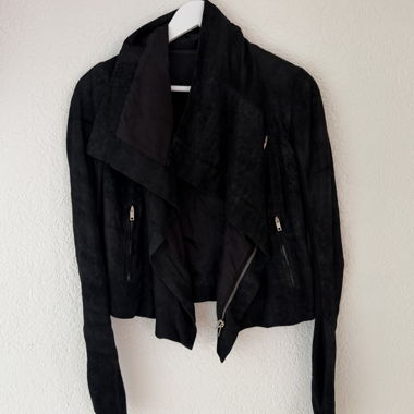 Rick Owens schwarze asymmetrische Lederjacke