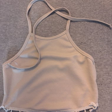Beige Crop Top with Ties