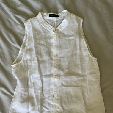 Vintage White Linen button down Blouse 