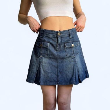 Gonna mini in denim utility low rise Y2K