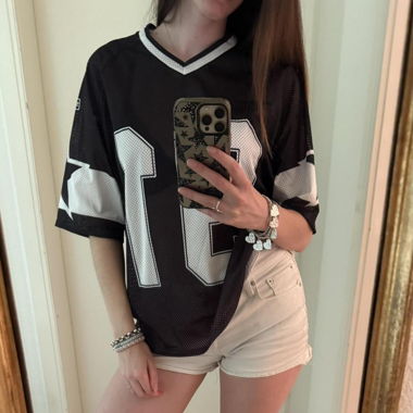 Black Mesh Jersey Top
