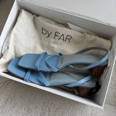 By Far - Babyblue heeled slingback sandals