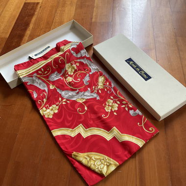 Red foulard with silver and gold textures