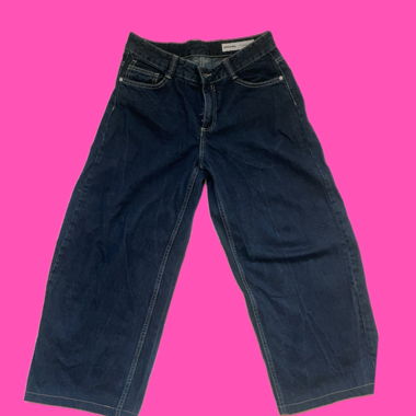 Jeans Bershka large bleu foncé taille basse