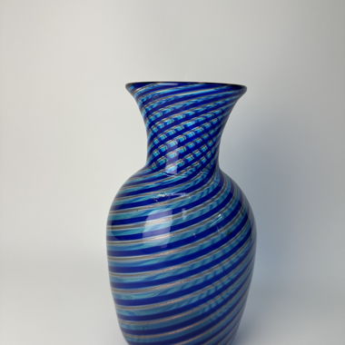 Vase vintage Murano en verre soufflé bleu