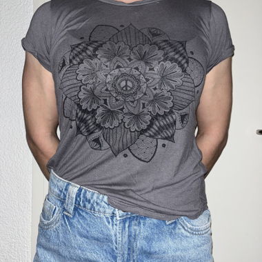 Graues Damen T-Shirt mit Print
