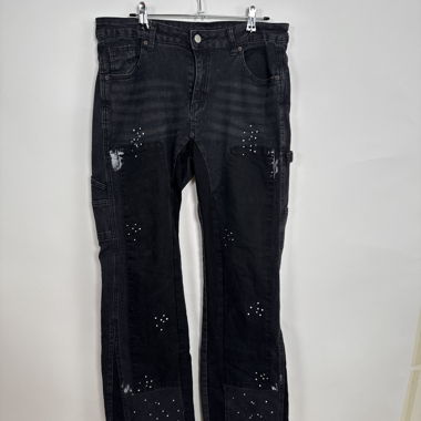 Jeans cargo en denim noir