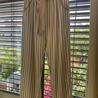 Pantalon taille haute rayé