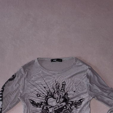 Crop Top a Maniche Lunghe e Trasparente