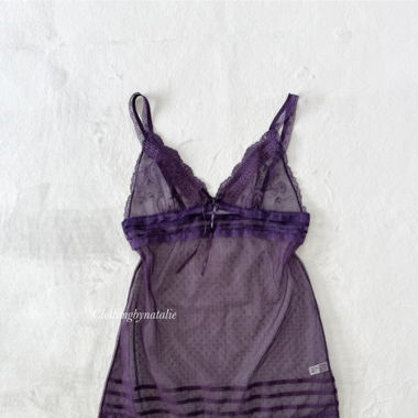 Y2K Purple Mesh Slip Dress (XS/S)