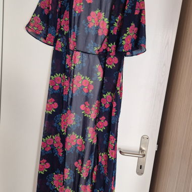 Robe transparente à fleurs, bleu marine, taille S