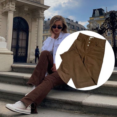 jeans marrone Stradivarius, vita alta, 32 (XXS), accorciati