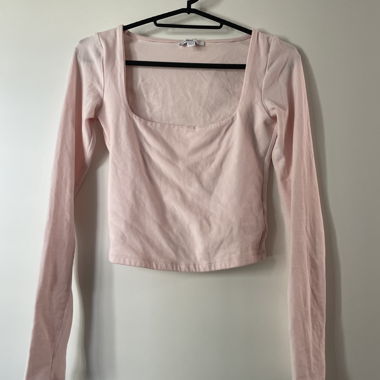Top rose manches longues