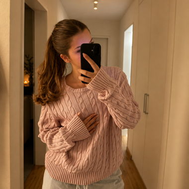 Pink Ralph Lauren polo cable knit sweater