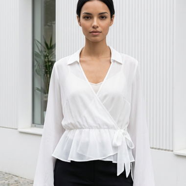 Blouse blanche Morgan cache-coeur