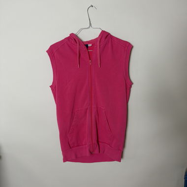 Rosa ärmellose Zip-Hoodie