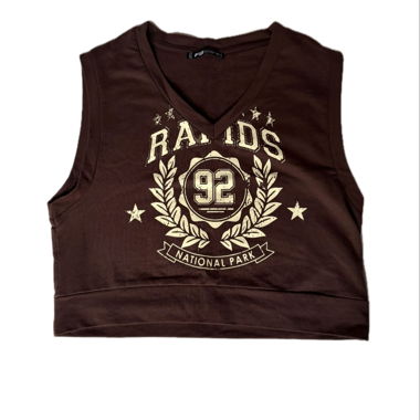 Crop Top marrone con stampa