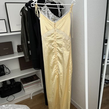 Yellow Lace Satin Dress