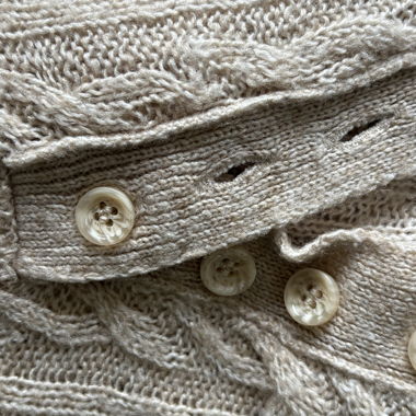 Beige Knit Sweater with Collar / MANGO