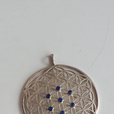 Anhänger Lebensblume mit blauen Zirkonen