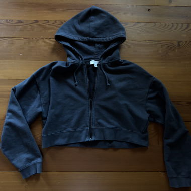 Hoodie zippé noir court