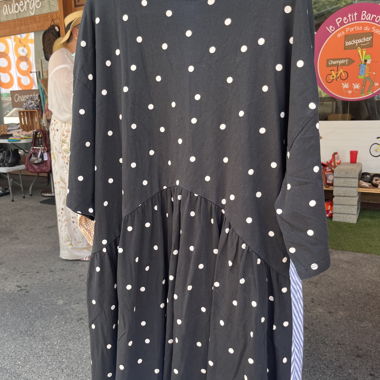 Black Dress with White Polka Dots