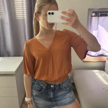 Orange Tie-Back Blouse
