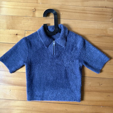 Zara grey cropped half-zip top